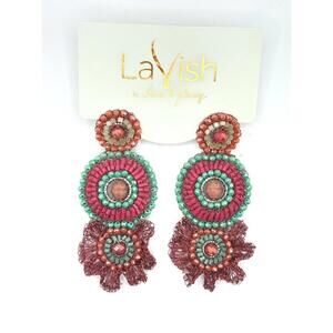 Anthropologie Lavish by Tricia Milaneze Beaded Crocheted Earrings